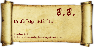 Bródy Béla névjegykártya